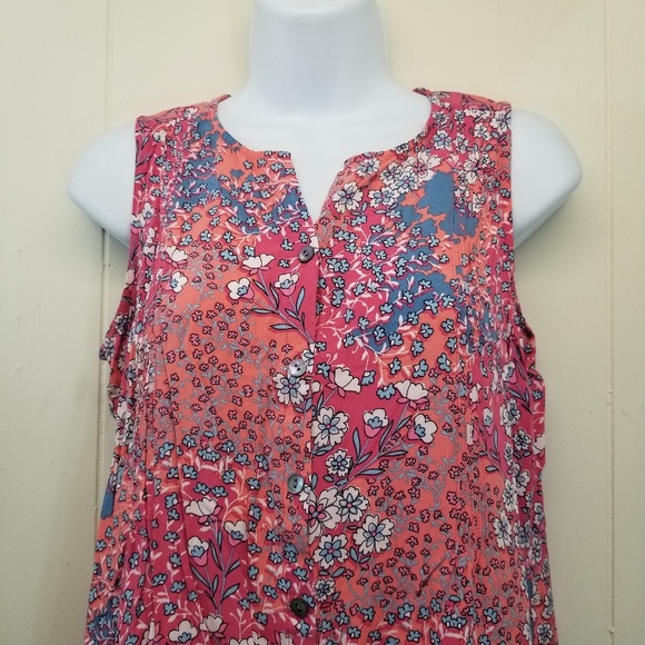 J Jill PS Dress Pink Floral Shift Tunic Pockets - Picture 2 of 4